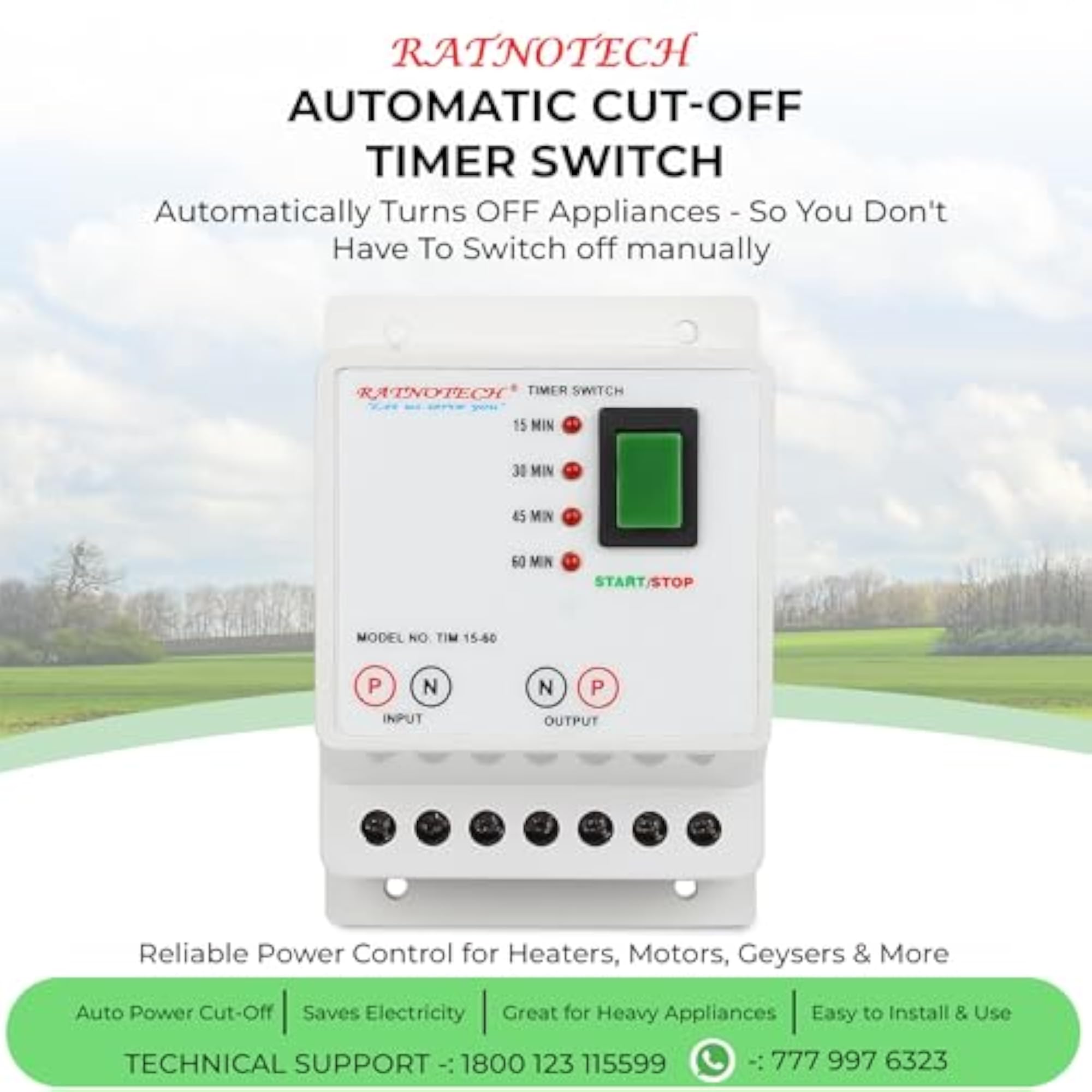 Automatic Cut-Off Timer Switch for Geyser & Water Pump